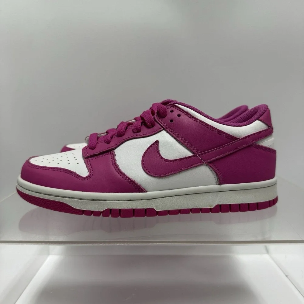 Brand New Nike Dunk Low BG FJ0704-100 White Fuchsia Size 5.5Y / Women's Size 7